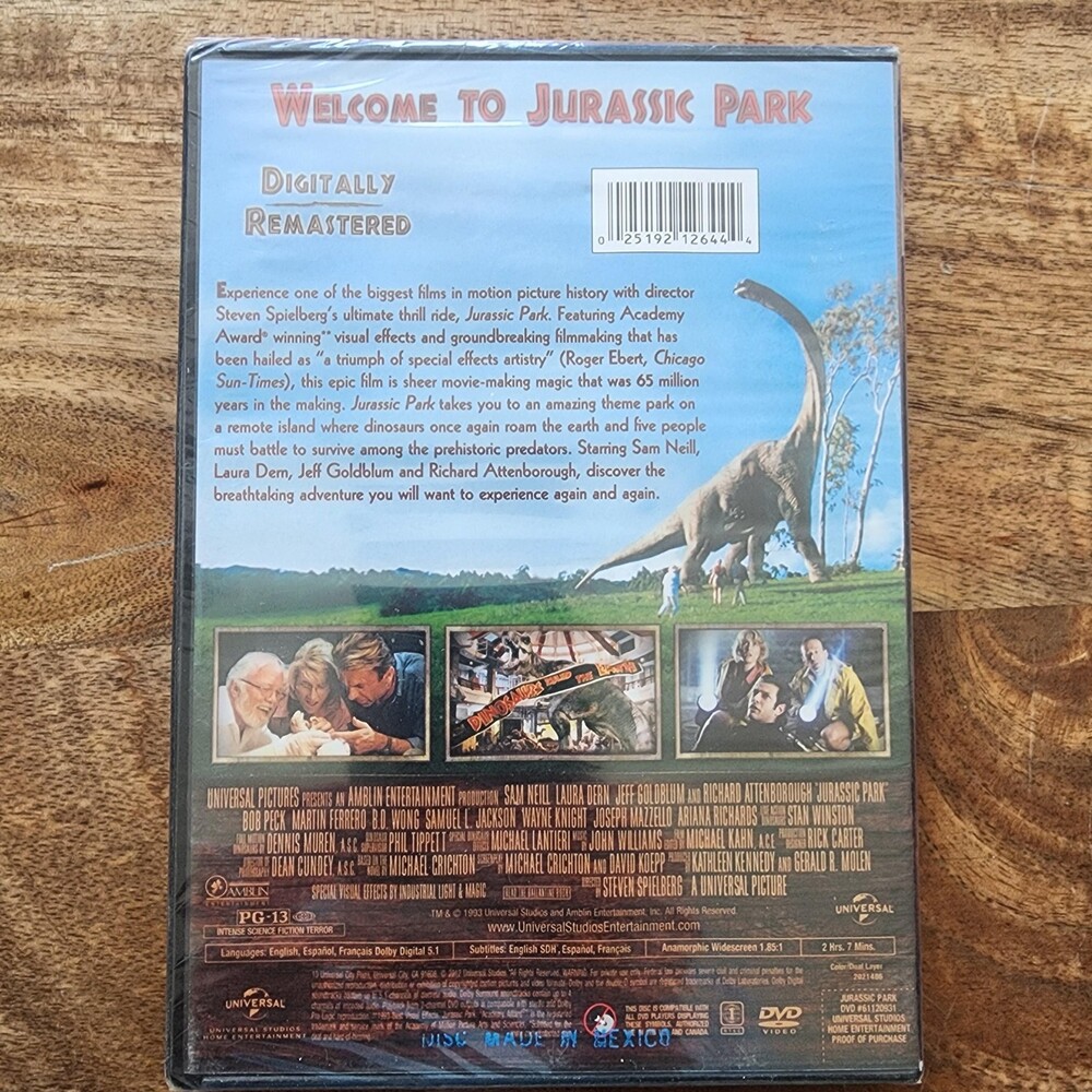 Jurassic Park DVD Remastered Widescreen PG-13 Spielberg Universal New Sealed - Picture 3 of 3